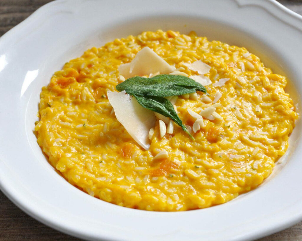 Creamy Pumpkin Risotto with Sage & Parmesan Wallpaper Background