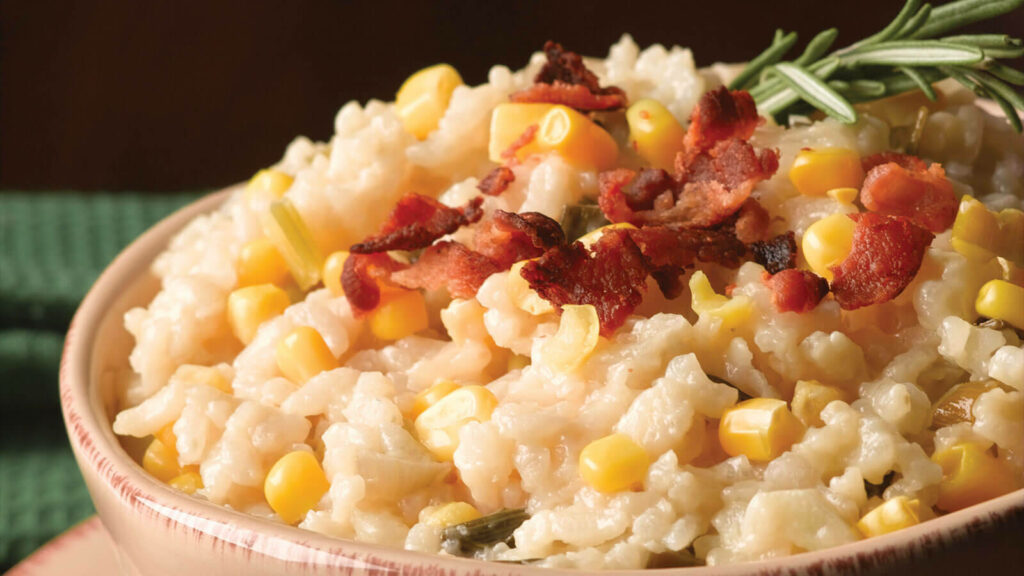 Delicious Creamy Risotto with Corn, Bacon & Rosemary - Wallpaper