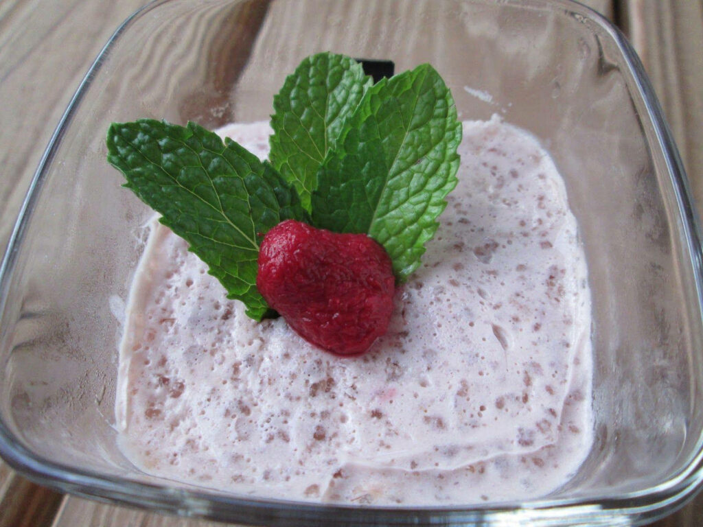 Delicious Strawberry Tapioca Dessert with Fresh Mint - Wallpaper