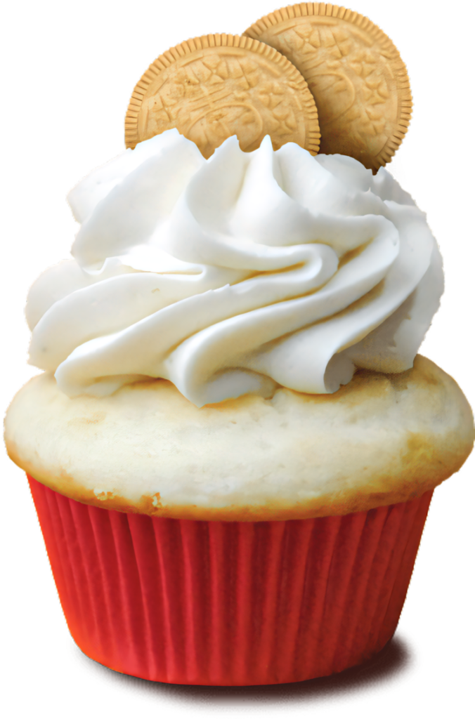 Vibrant Cupcake Wallpaper: Creamy Delight with Golden Cookies