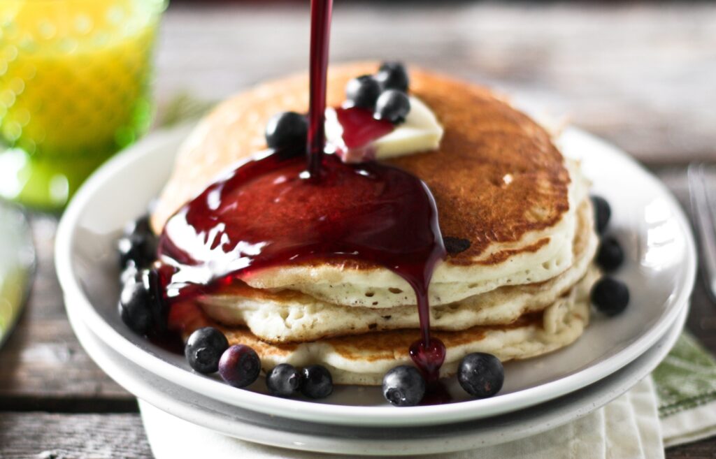 Fluffy Blueberry Pancakes with Jam Sauce - Mouthwatering Wallpaper