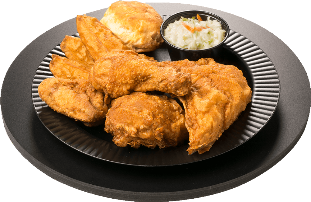 Delicious Fried Chicken Dinner with Potato Wedges & Coleslaw Wallpaper