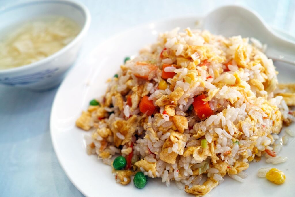 Delicious Fried Rice with Mixed Vegetables & Soup | Dinner Wallpaper