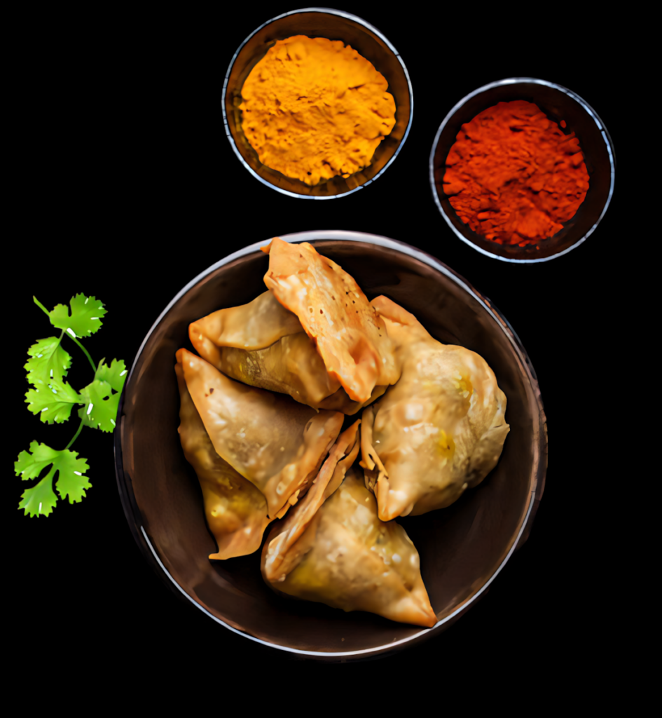 Golden-Brown Samosas & Spices: Vibrant Culinary Wallpaper