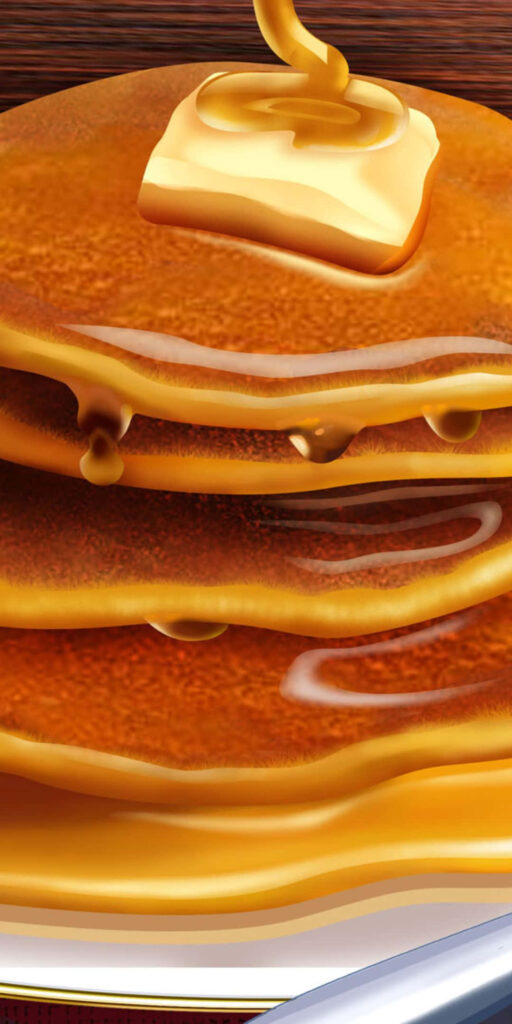 Delicious Golden Pancakes with Butter & Syrup – Breakfast Wallpaper