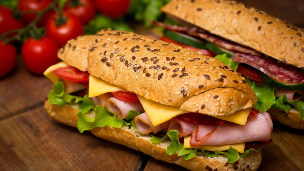 Fresh Ham Sandwich Wallpaper: Perfect for Your Hearty Lunch Background