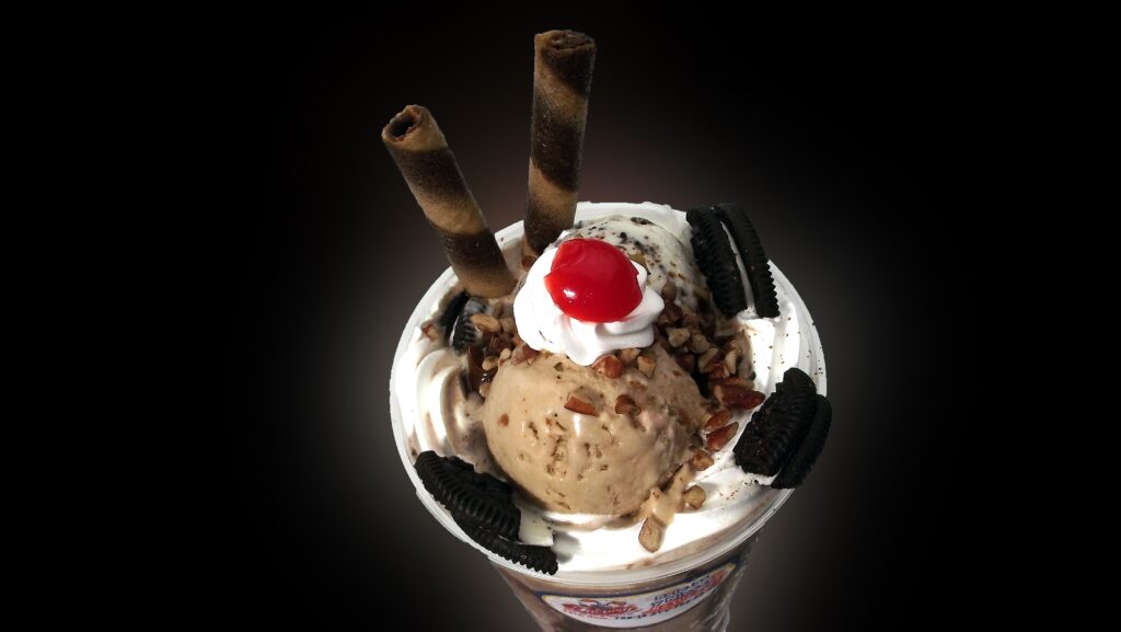 Indulgent Ice Cream Dessert Wallpaper: Cherry, Nuts & Oreo Delight