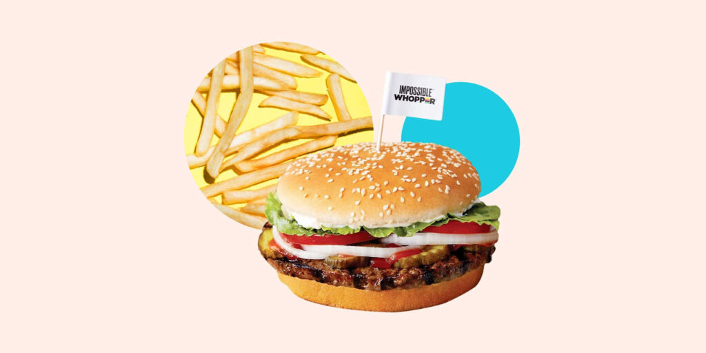 Delicious Impossible Whopper & Fries on Playful Pink Wallpaper