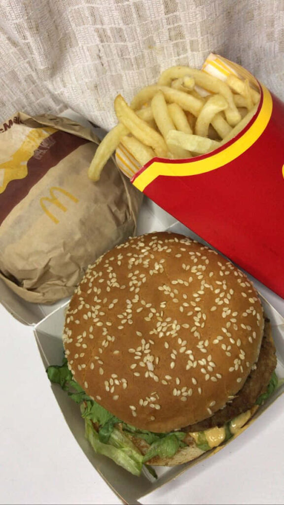 Delicious McDonald's Sesame Burger & Fries - Tasty Wallpaper Background