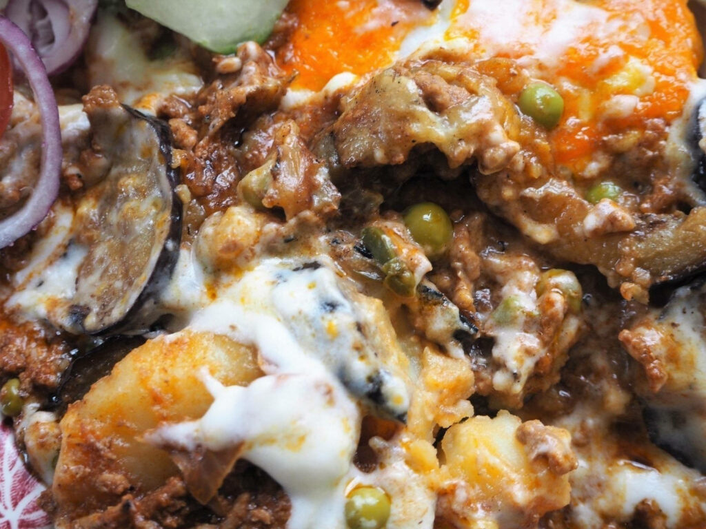 Delicious Middle Eastern Moussaka Close-Up – Wallpaper Background