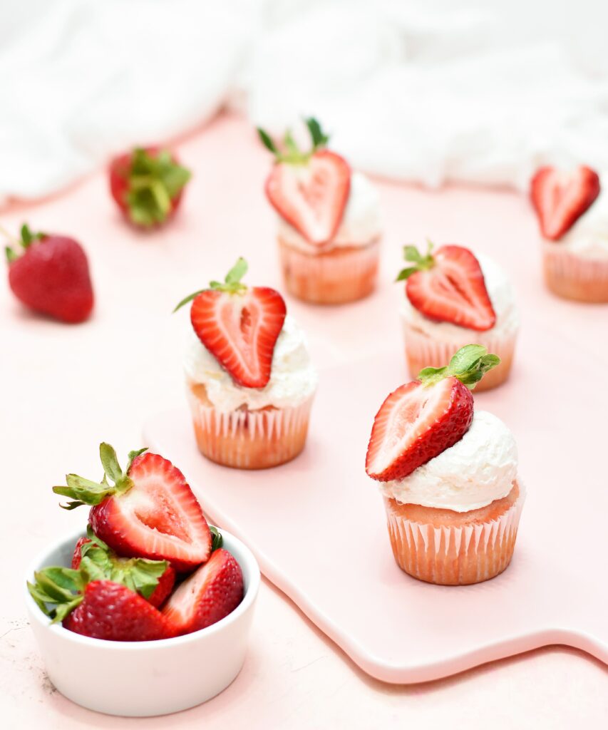 Delicious Muffins with Whipped Cream & Strawberries | Dessert Wallpaper
