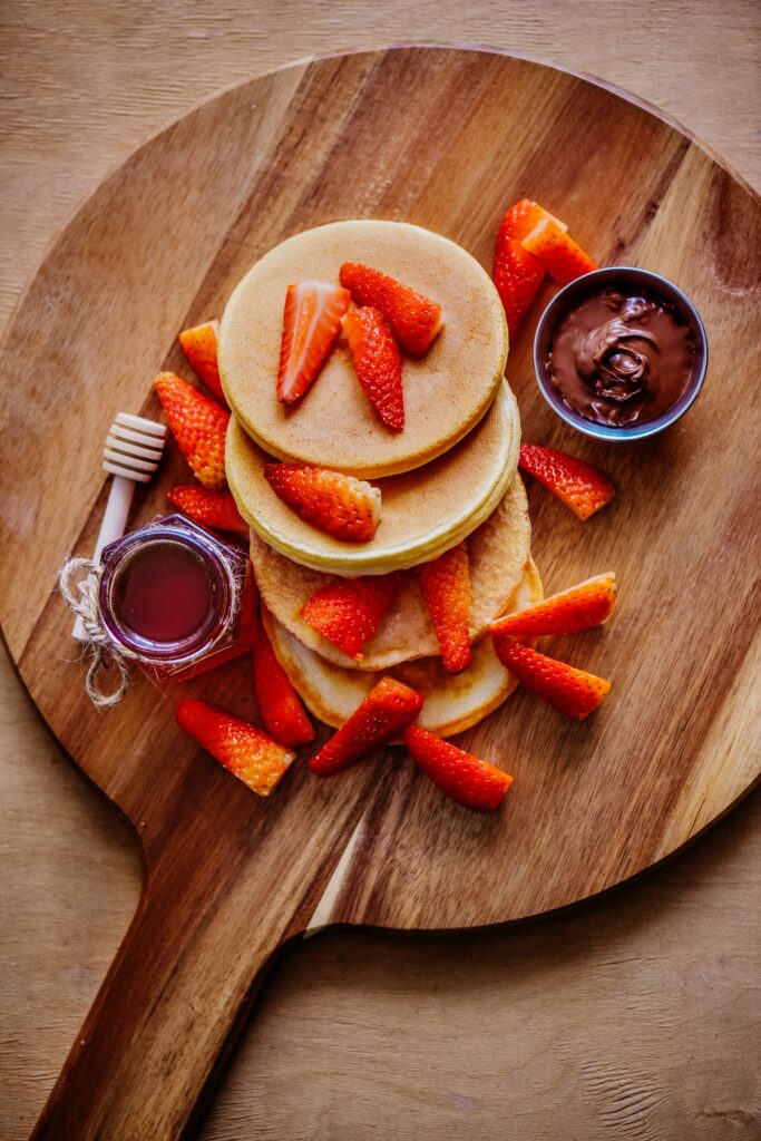 Delicious Pancakes with Strawberries & Chocolate - Wallpaper Background