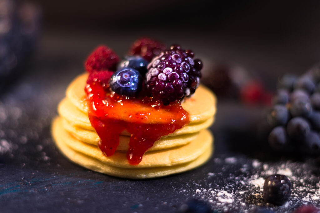 Delicious Pancakes with Berries & Jam - Wallpaper Background