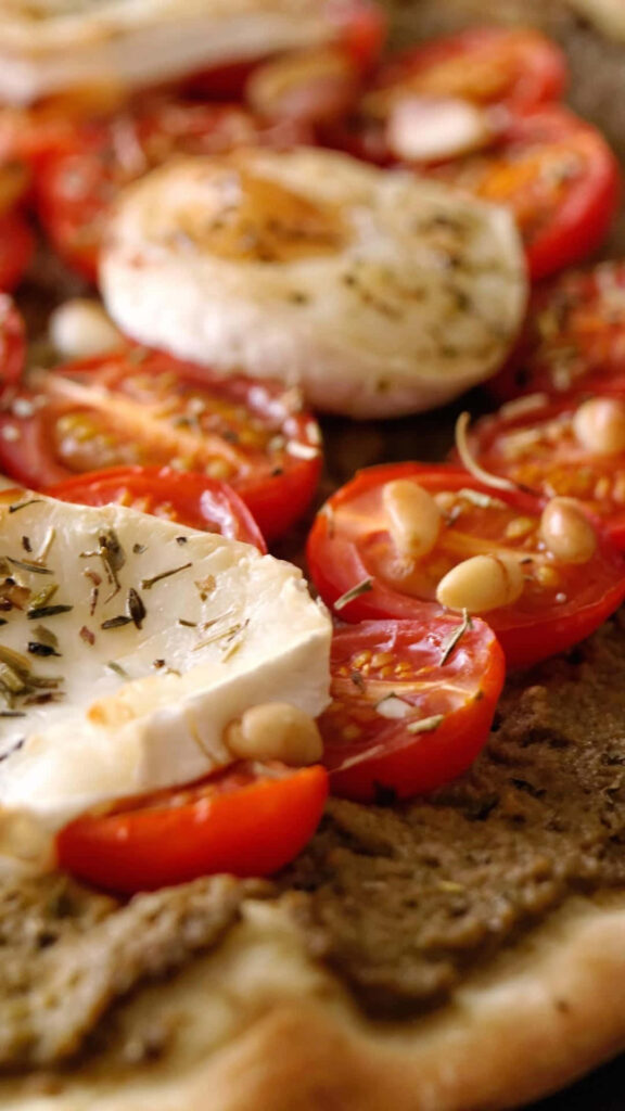 Vibrant Tomato & Cheese Pizza Wallpaper – Flavorful Food Background