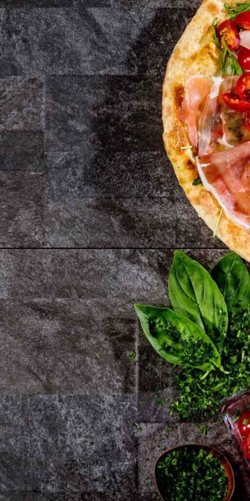 Fresh Basil Pizza Wallpaper: Delicious Cherry Tomato & Greens Delight