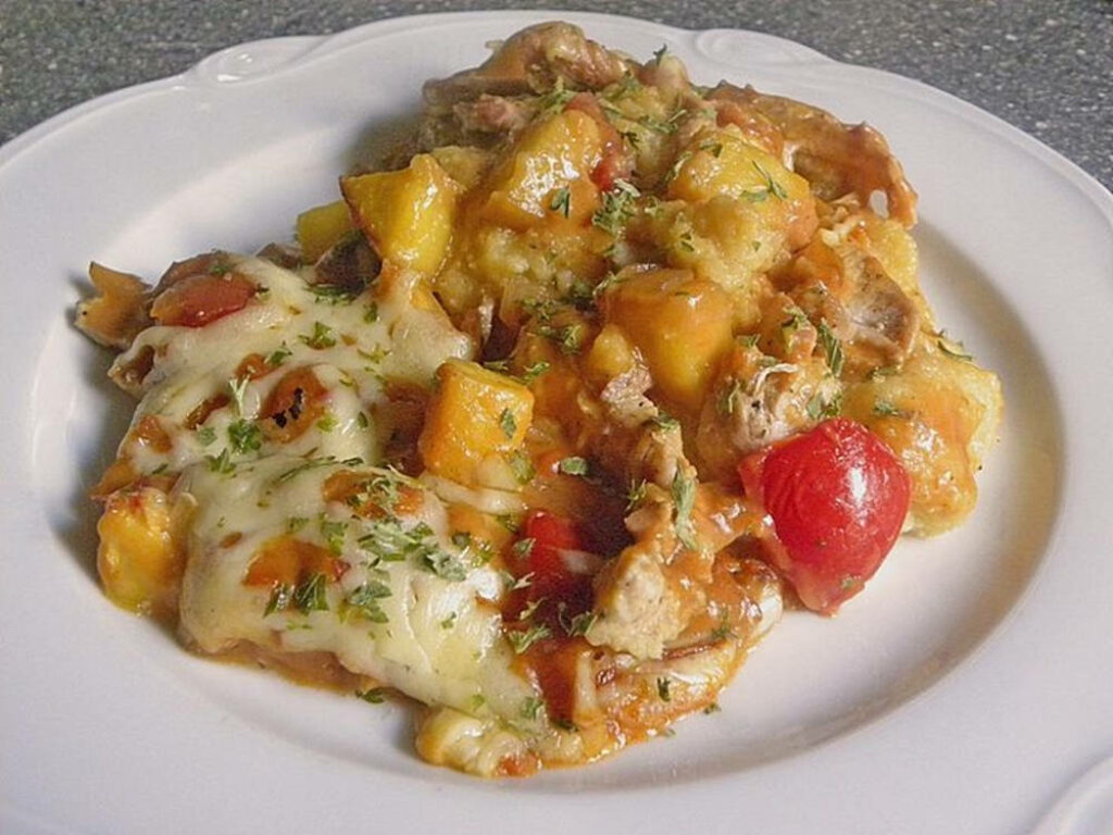 Cheesy Polenta Casserole with Cherry Tomatoes & Vegetables Wallpaper
