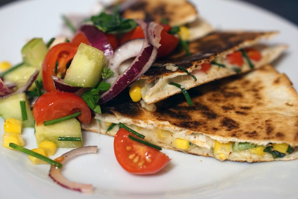 Fresh Quesadilla with Veggies: Colorful Wallpaper Background
