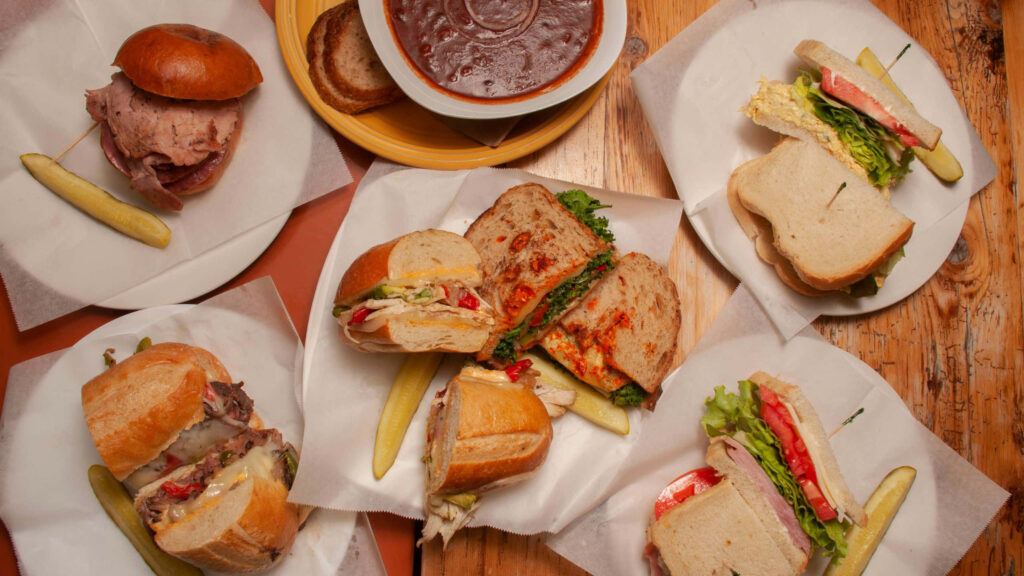Delicious Sandwiches & Soup Wallpaper Background with Fresh Ingredients