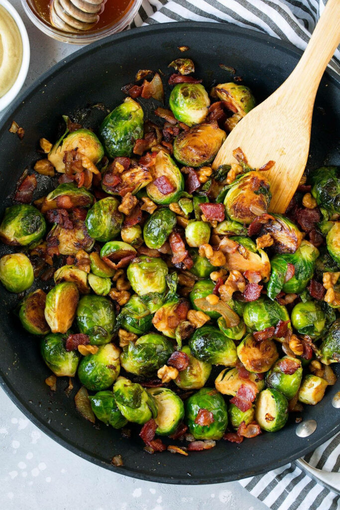 Sautéed Brussels Sprouts with Bacon Wallpaper - Golden Perfection!