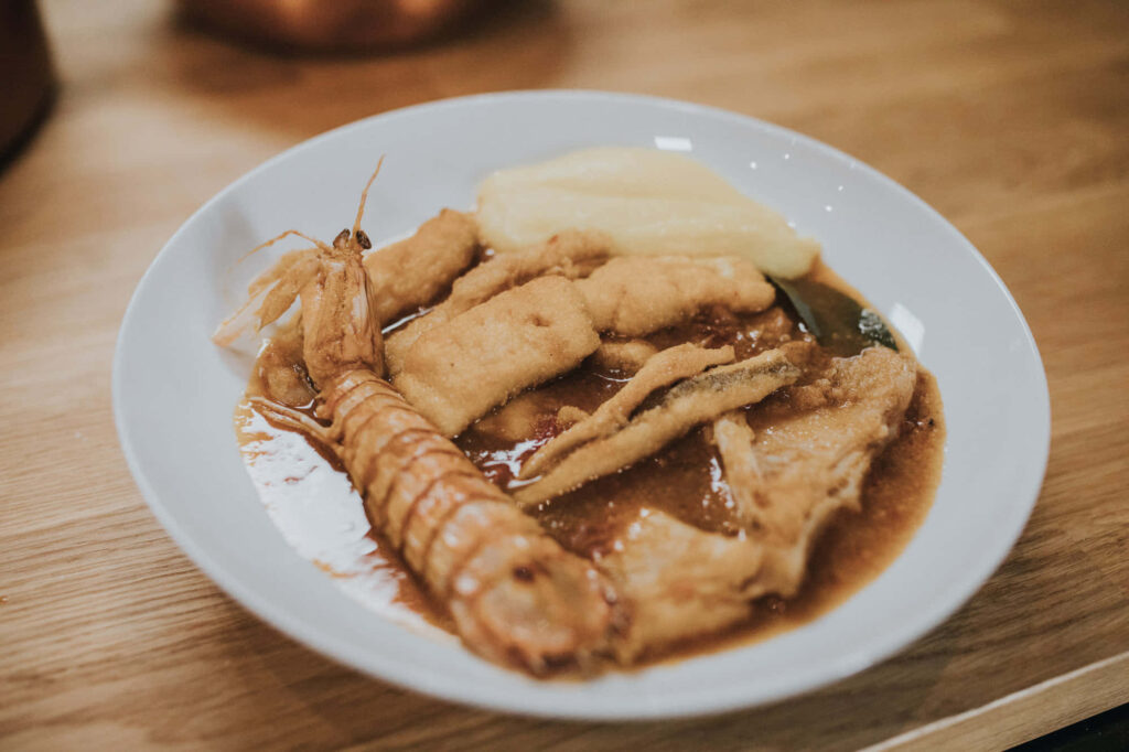 Seafood Brudet Stew & Creamy Mash: Delicious Wallpaper Background