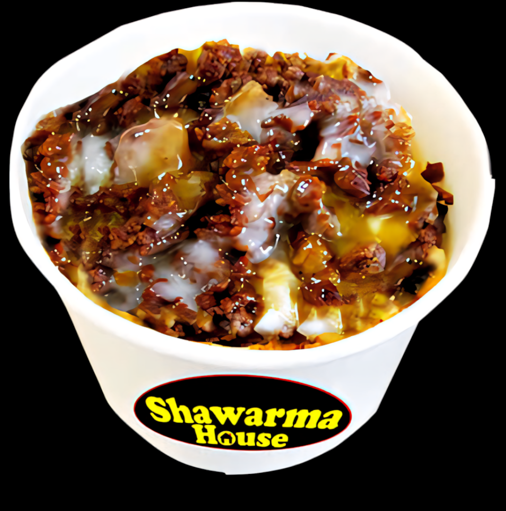 Delicious Shawarma Bowl with Seasoned Meat & Cheese - Wallpaper