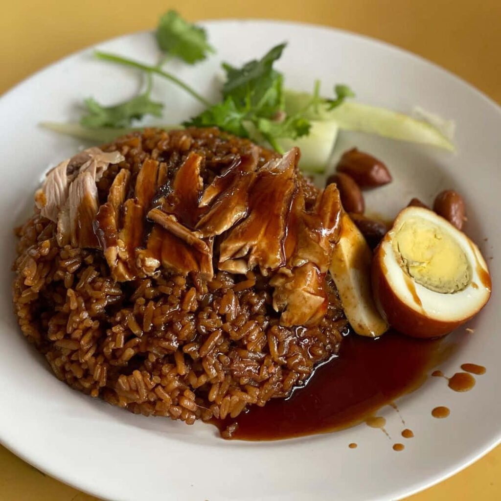 Stylish Singaporean Duck Rice Wallpaper: Tasty Dish at Dutch Angle