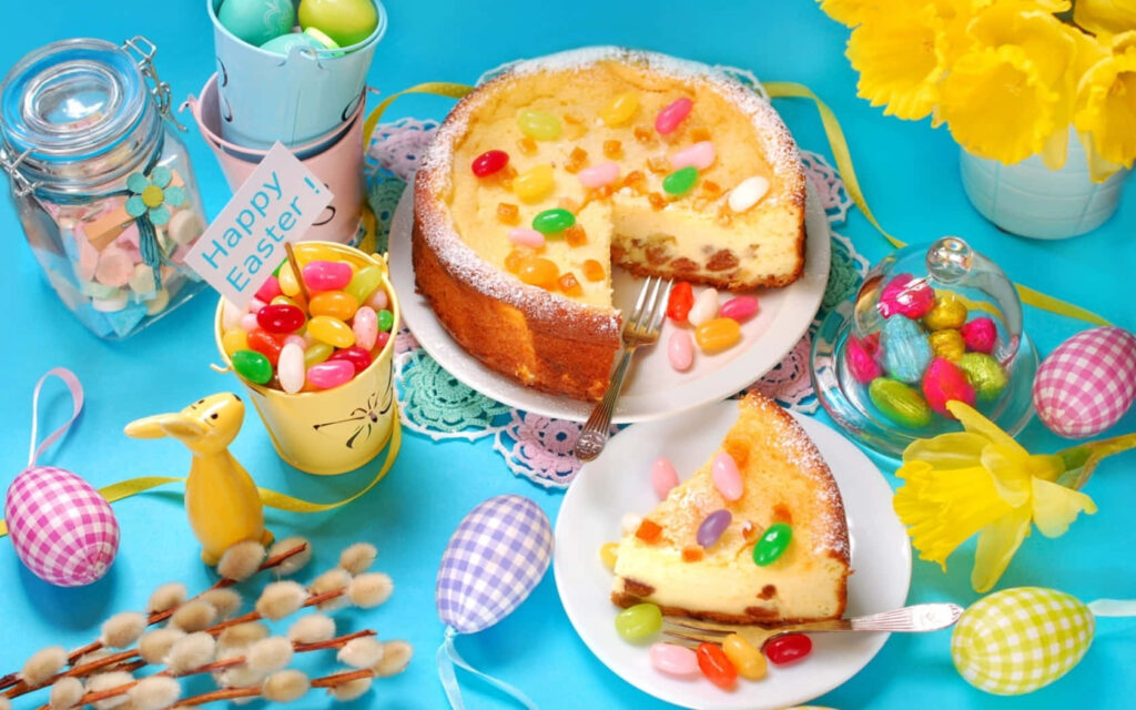 Delightful Spring Sweets: A Flavorful Medley on a Rustic Wooden Palette Wallpaper