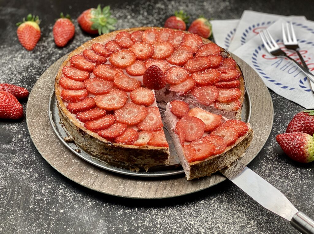 Delicious Strawberry Cheesecake Wallpaper for Dessert Lovers