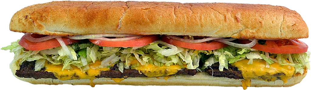 Delicious Submarine Sandwich Wallpaper: Cheeseburger & Fresh Veggies
