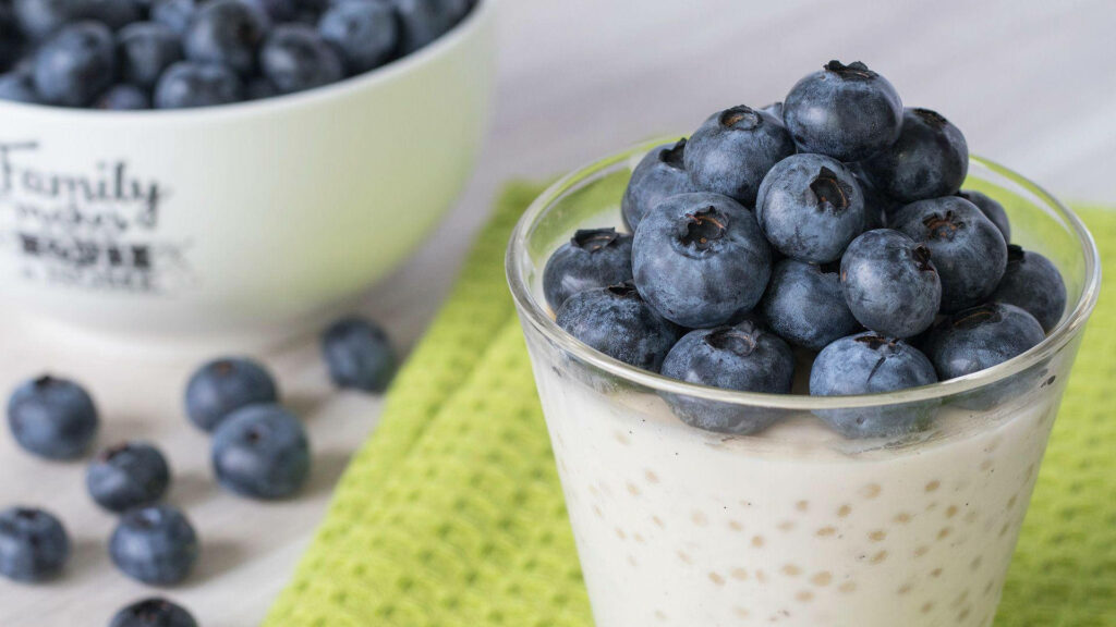 Delicious Tapioca Pudding with Blueberries - Creamy Wallpaper Background