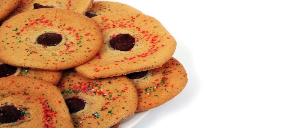 Thumbtastic Delights: Vibrant Sprinkle-topped Thumbprint Cookies on 3440x1440p Background Wallpaper