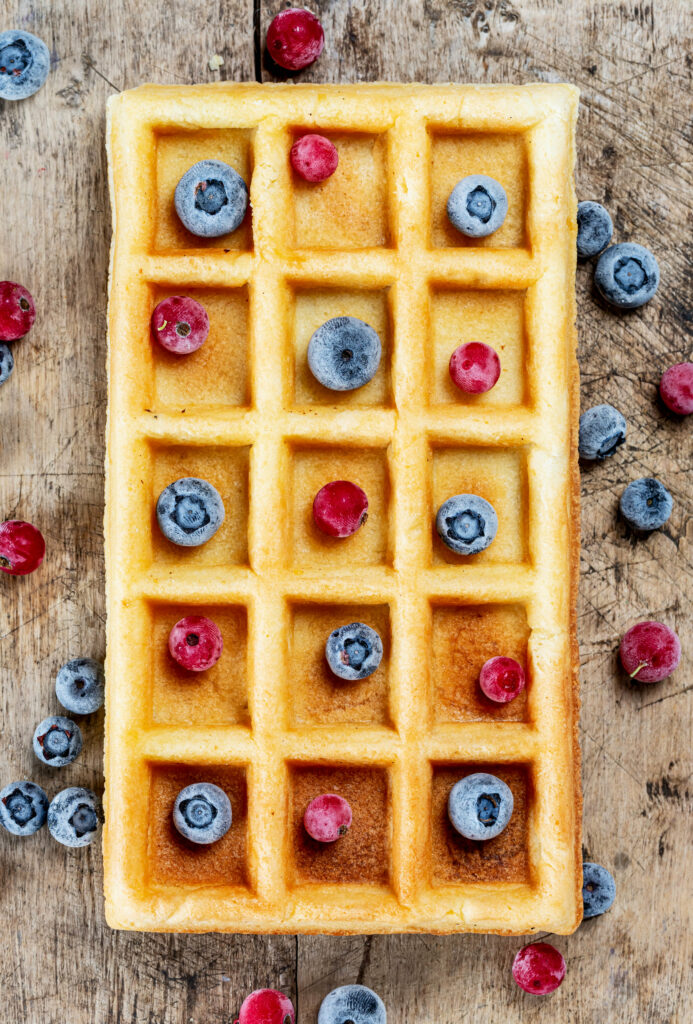 Delicious Viennese Waffle with Blueberries & Currants Wallpaper