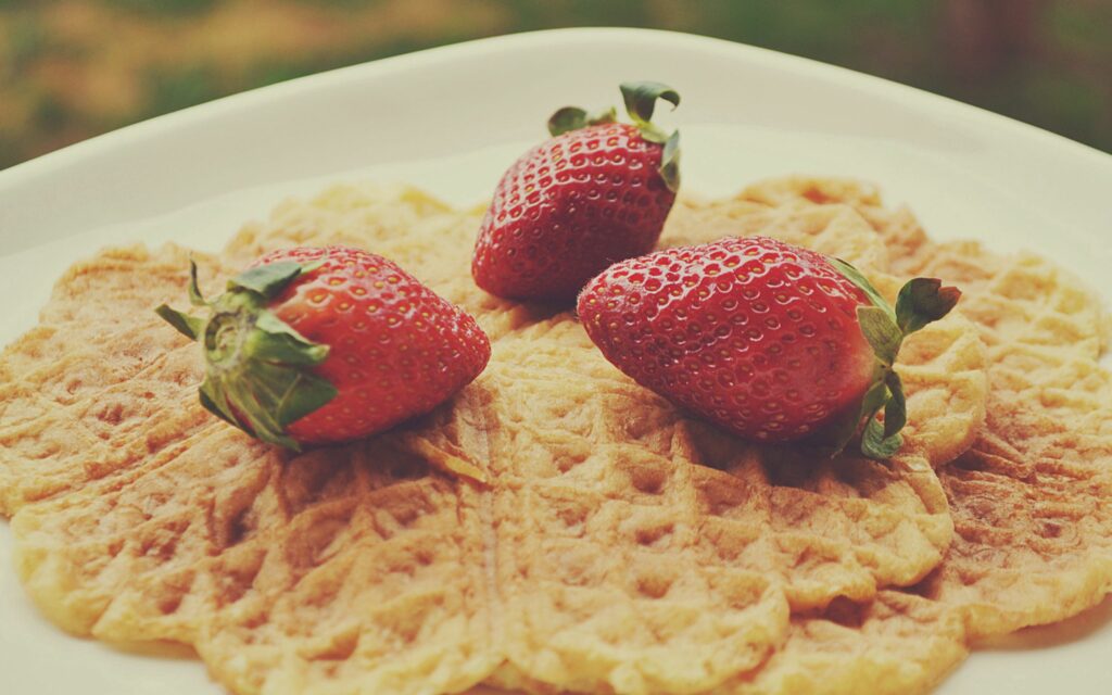 Delicious Strawberry-Waffle Wallpaper Background for Your Screens