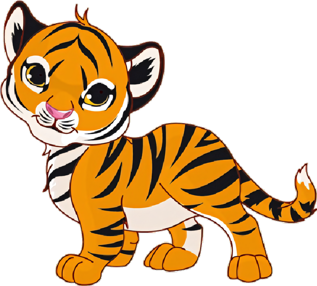 Charming Cartoon Tiger Cub Wallpaper: Playful Whimsy for Any Space