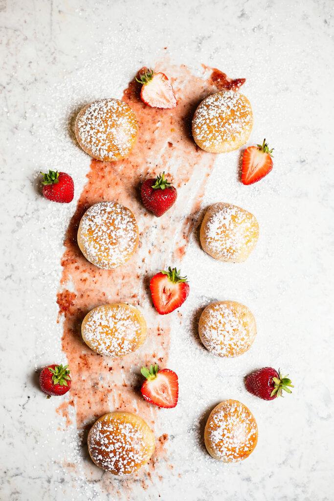 Tempting Dessert Wallpaper: Cookies & Strawberries Delight