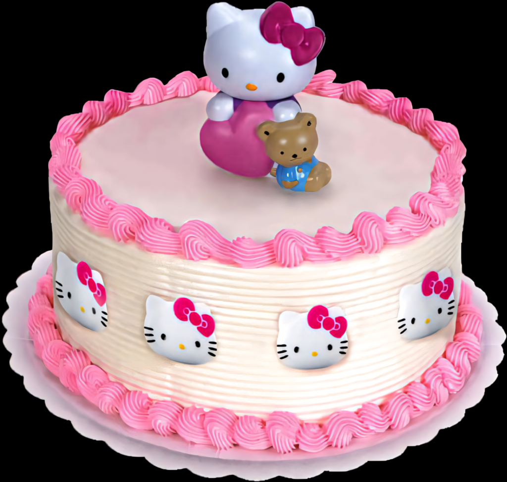 Charming Hello Kitty Birthday Cake Wallpaper with Teddy Bear Decor