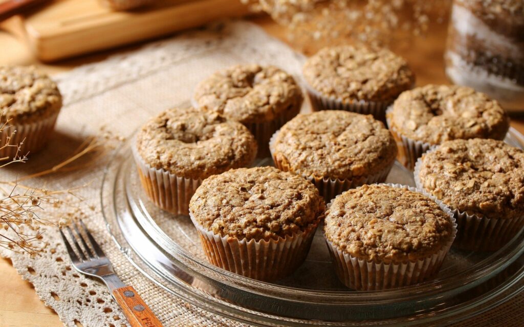 Freshly Baked Muffins Wallpaper: Rustic Dessert Background