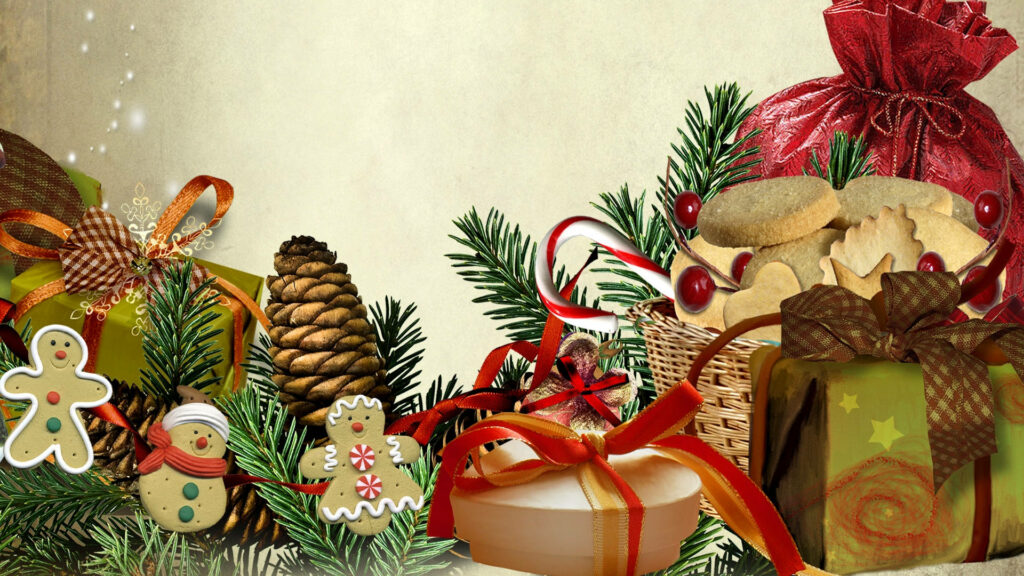Festive Delights: 3D Christmas Cookies Adorned with Holiday Splendor Wallpaper