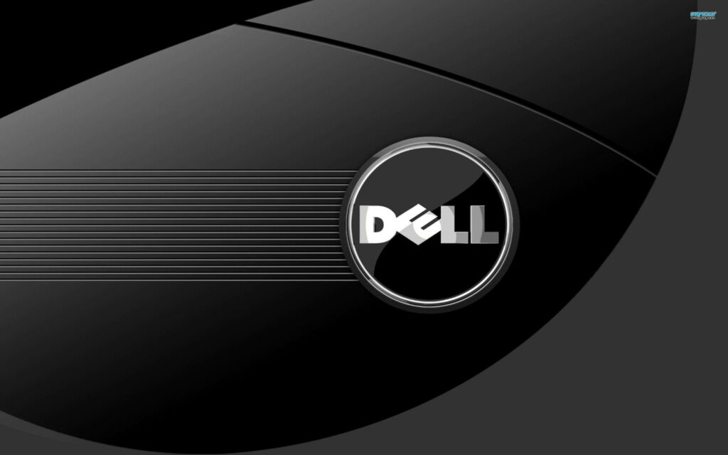 Dell HD: Sleek Striped Logo on Black Background Wallpaper