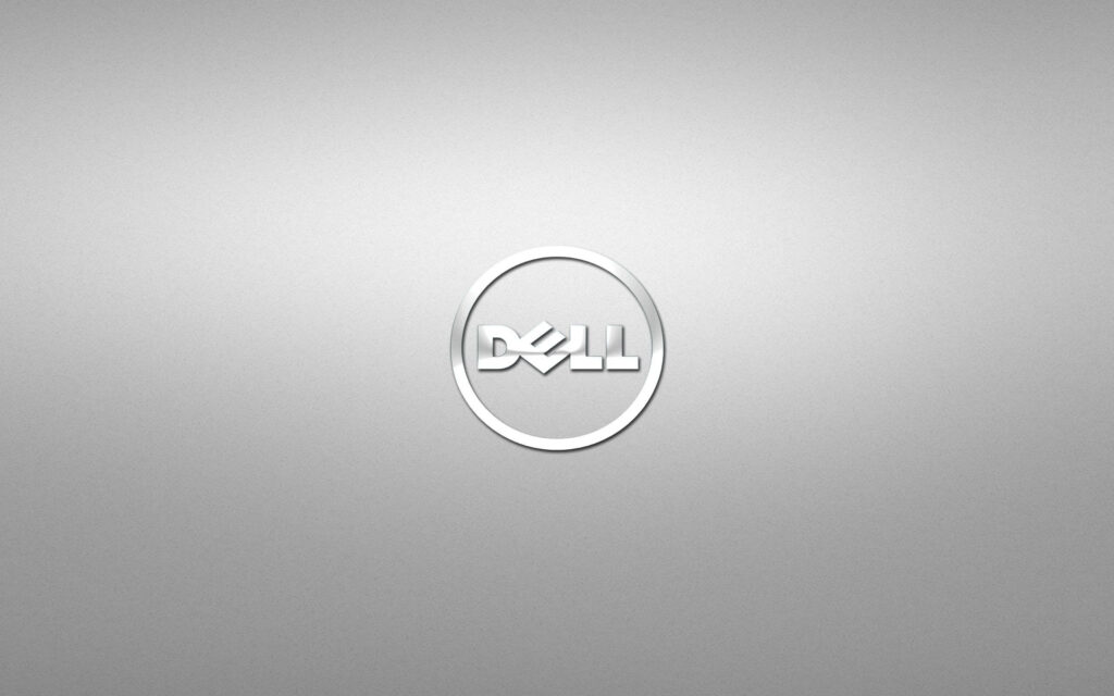 Dazzling Dell HD: Gleaming Silver Logo on a Polished Silver Backdrop Wallpaper