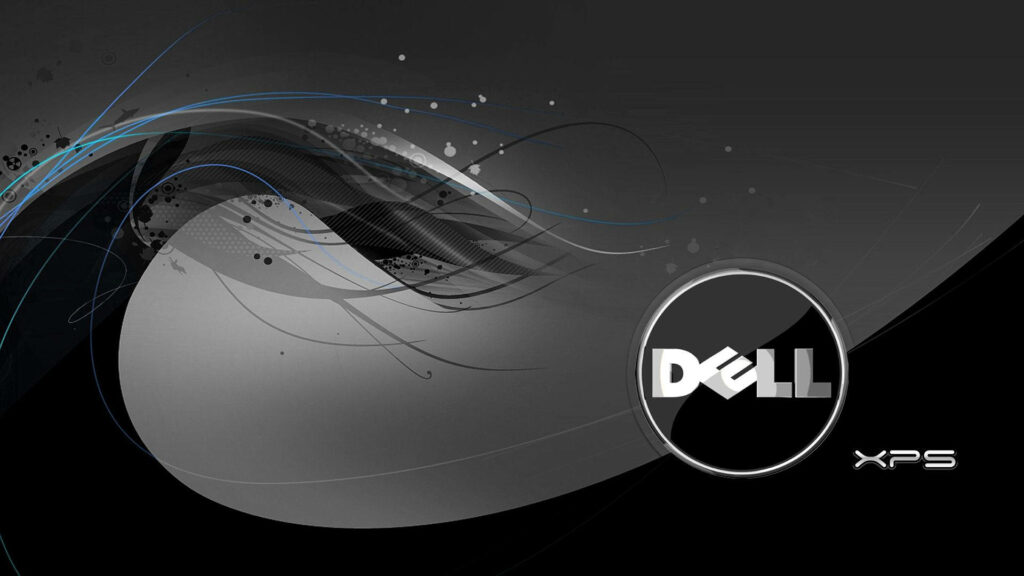 Dynamic Dell HD: XPS Logo Emerges from Wavy Vector Black and Gray Canvas Wallpaper