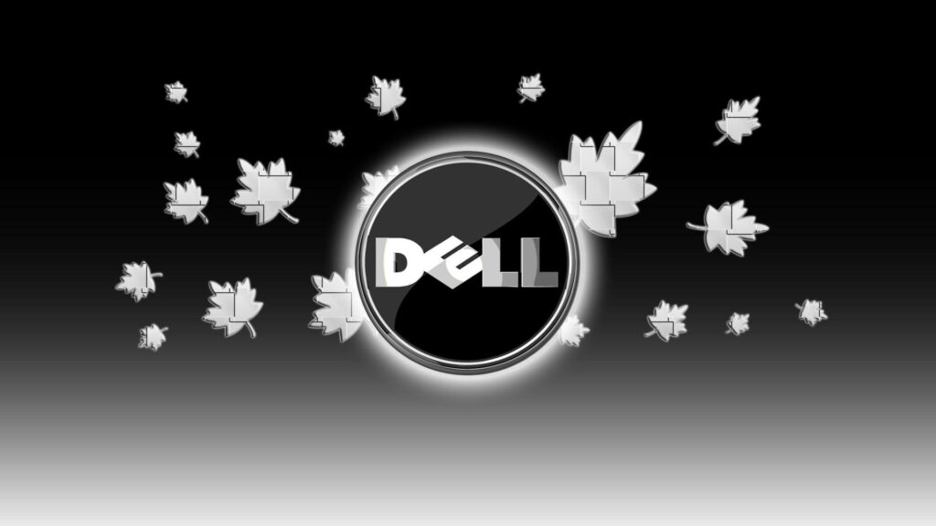 Dell High Definition Branding Amidst Autumn's White Awning Wallpaper