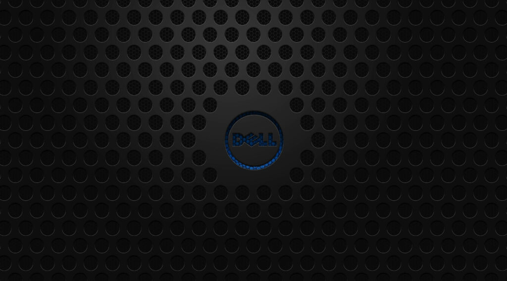 Dell wallpaper with black dotted pattern and bold blue logo modern professional tech design