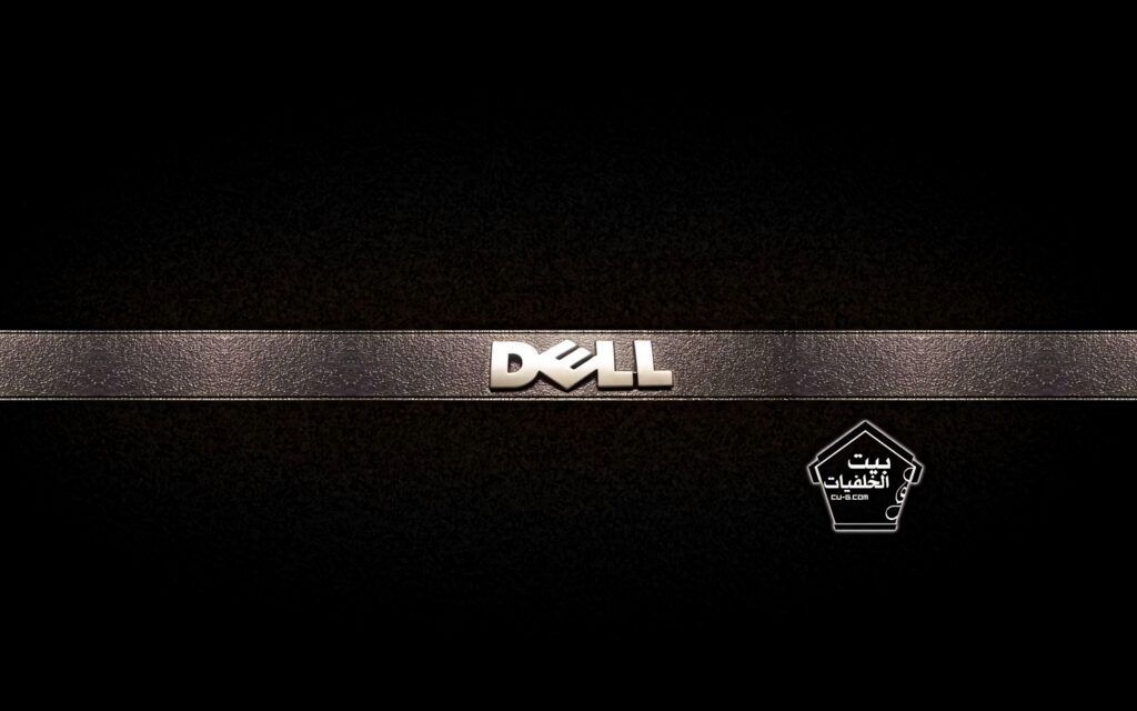 Dell wallpaper with metallic strip and logo on dark textured background for a modern look
