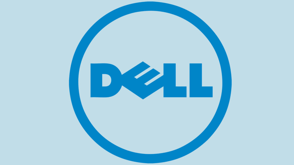 Dell Logo Shining Brightly on a Light Blue 4k Background Wallpaper