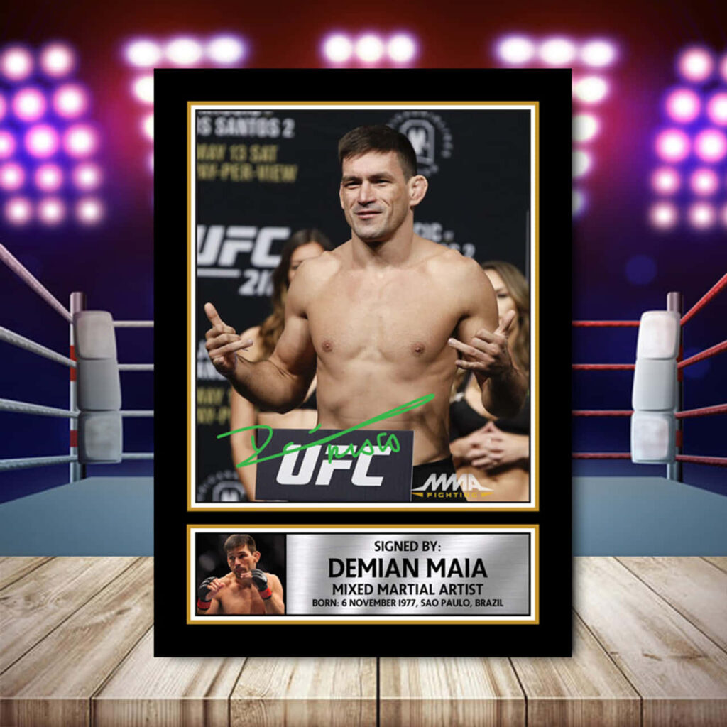 Demian Maia UFC fighter posing confidently in octagon vibrant arena collectible sports wallpaper