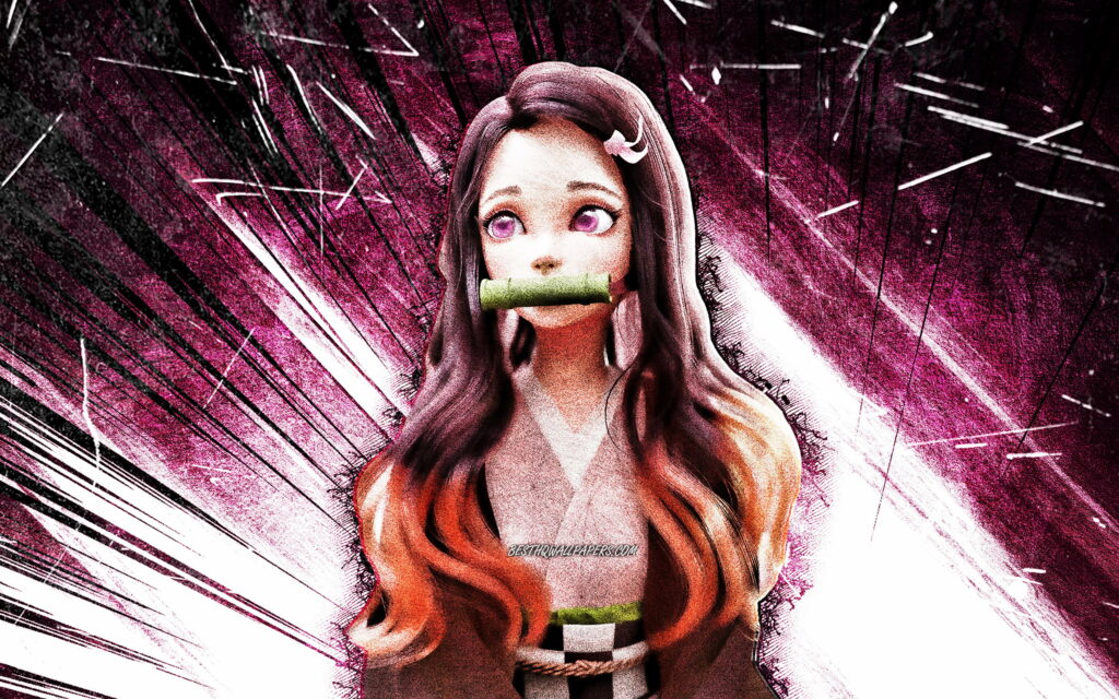 Demon Slayer Nezuko: Abstract Grunge Art in Kimetsu No Yaiba 4K Wallpaper