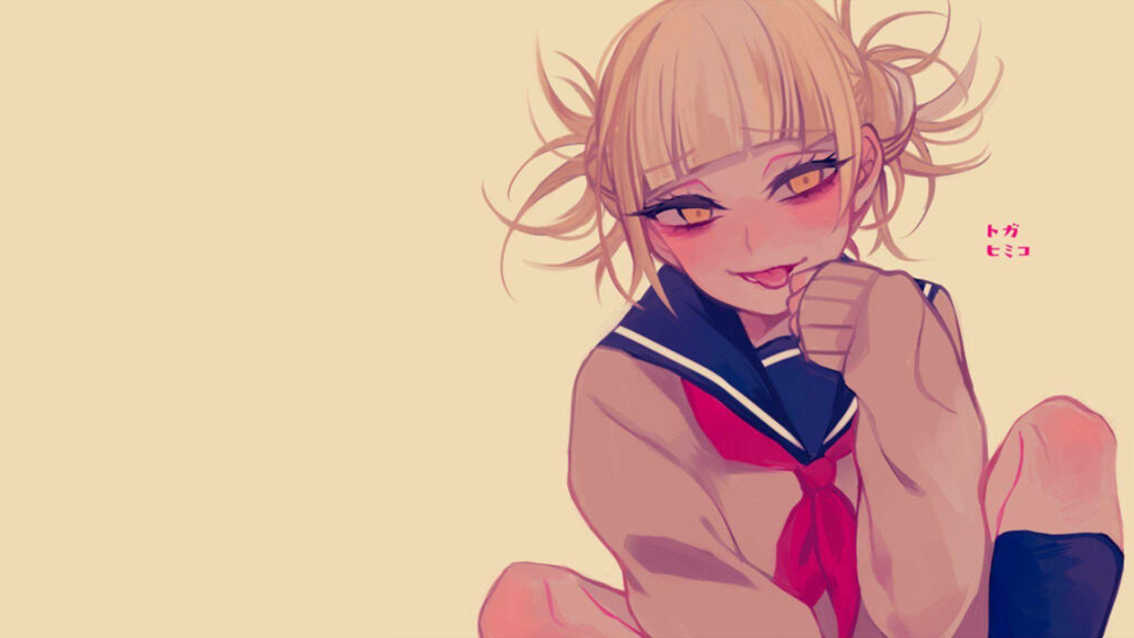 Peachy Nightmare: Himiko Toga's Devilish Cat Pose Wallpaper