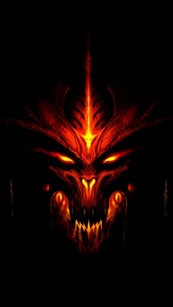 Sinister Serenity: Captivating Dark Background Portraying a Demonic Face on a Cool Lock Screen Wallpaper