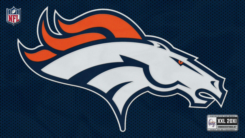 Denver Broncos wallpaper with bold stallion logo in orange white navy on dark textured background